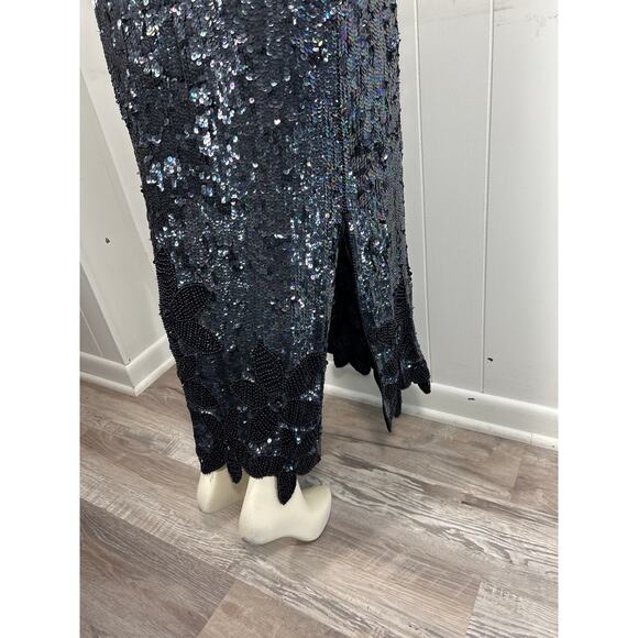 Vintage 100% silk sequin women’s Sheath Gown Dress. No brand. Size M/L - Picture 4 of 9
